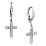 Rhodium Brass Earrings with AAA Grade CZ  in Clear