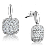 Rhodium Brass Earrings with AAA Grade CZ  in Clear