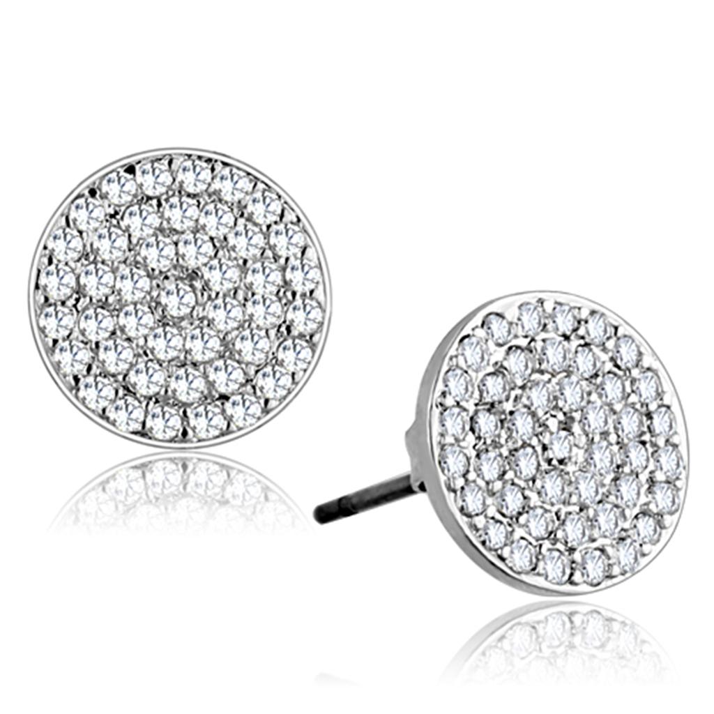 Rhodium Brass Earrings with AAA Grade CZ  in Clear