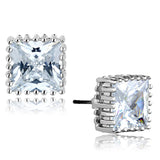 Rhodium Brass Earrings with AAA Grade CZ  in Clear