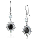 Rhodium Brass Earrings with AAA Grade CZ  in Black Diamond