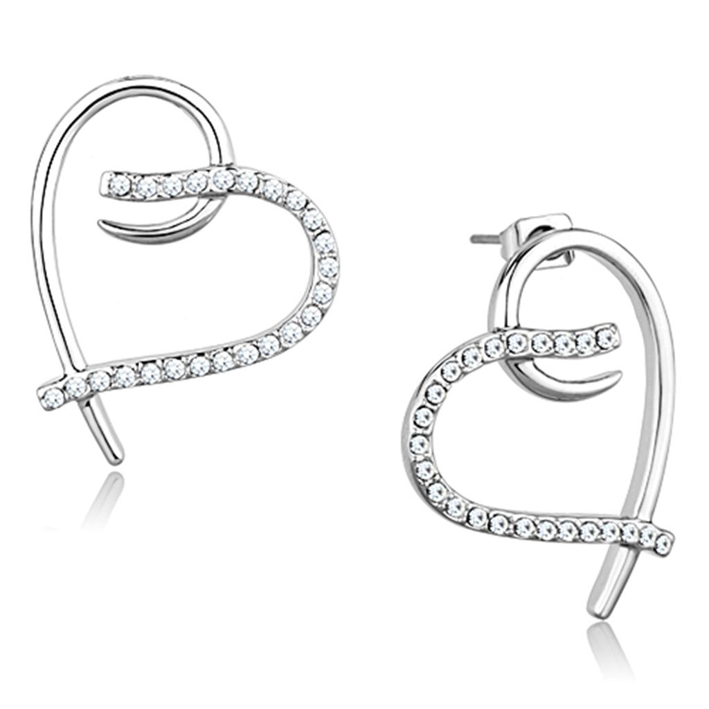 Rhodium Brass Earrings with AAA Grade CZ  in Clear