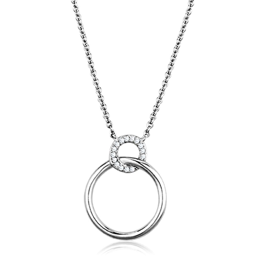 Rhodium Brass Necklace with AAA Grade CZ  in Clear
