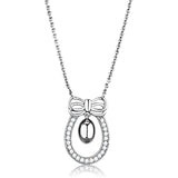 Rhodium Brass Necklace with AAA Grade CZ  in Clear
