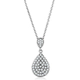 Rhodium Brass Necklace with AAA Grade CZ  in Clear