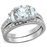 Rhodium Brass Ring with AAA Grade CZ  in Clear