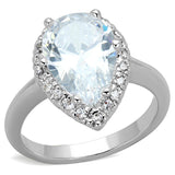 Rhodium Brass Ring with AAA Grade CZ  in Clear