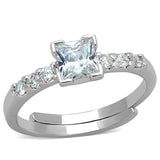 Rhodium Brass Ring with AAA Grade CZ  in Clear