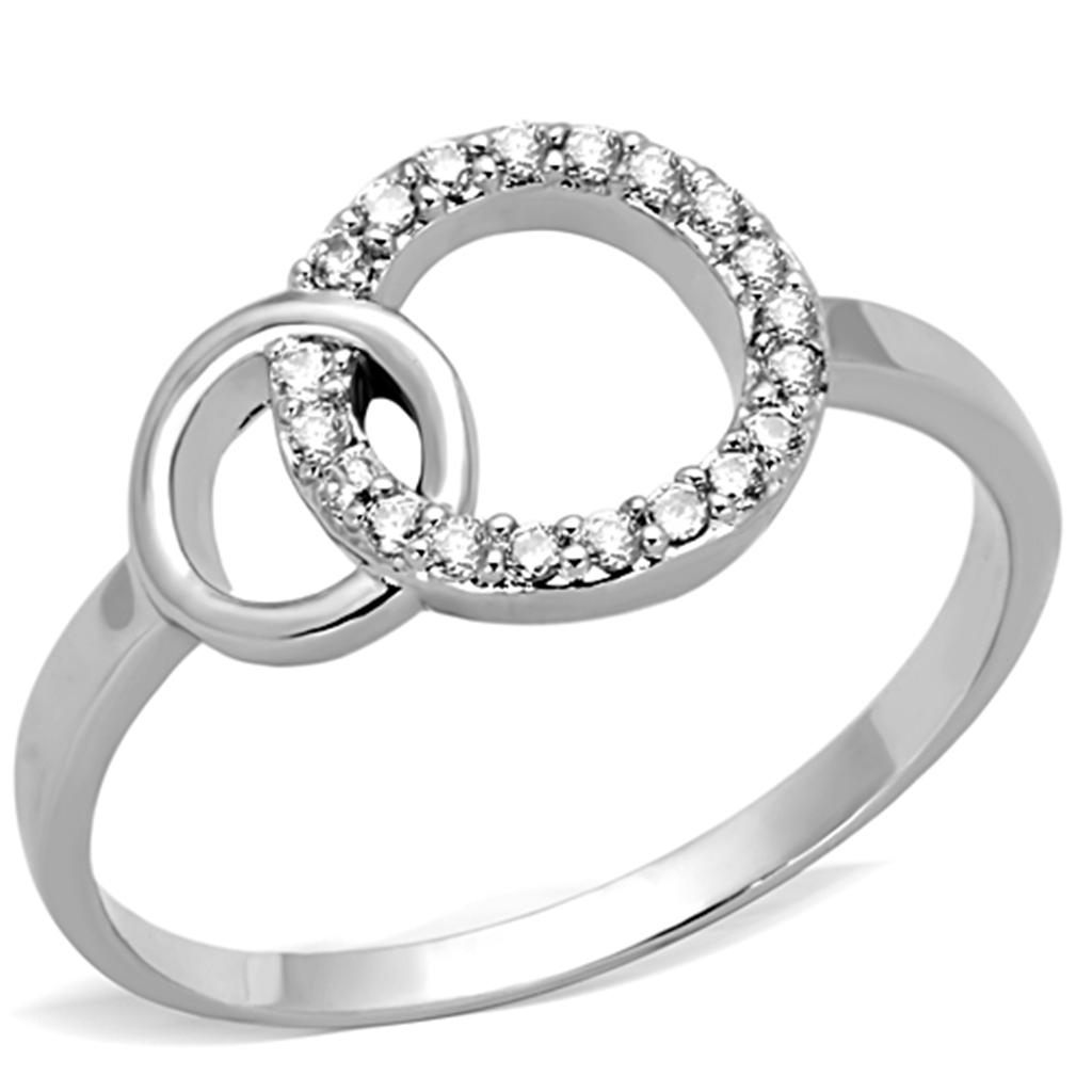 Rhodium Brass Ring with AAA Grade CZ  in Clear