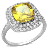 Rhodium Brass Ring with AAA Grade CZ  in Topaz