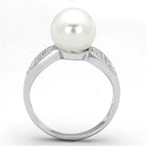 Rhodium Brass Ring with Synthetic Pearl in White
