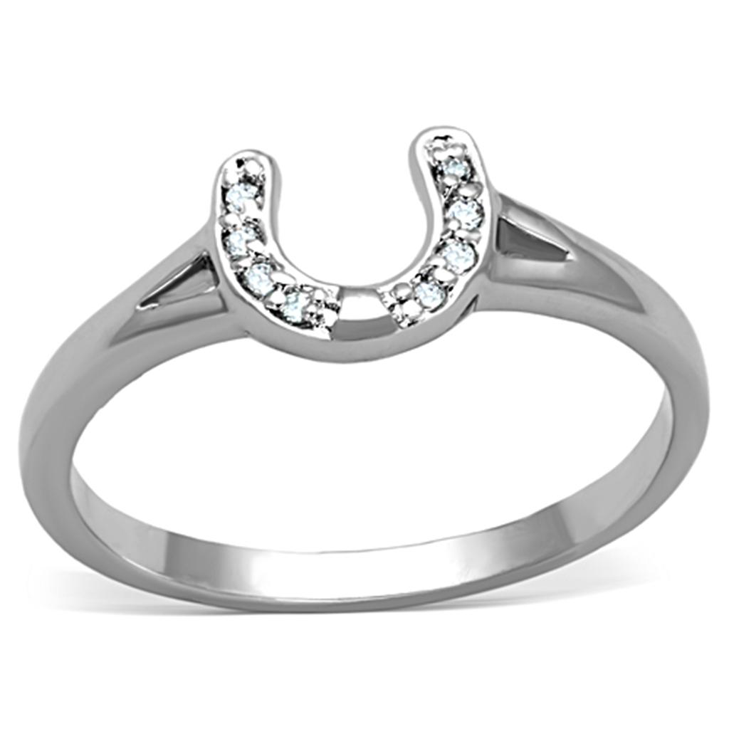 Rhodium Brass Ring with AAA Grade CZ  in Clear