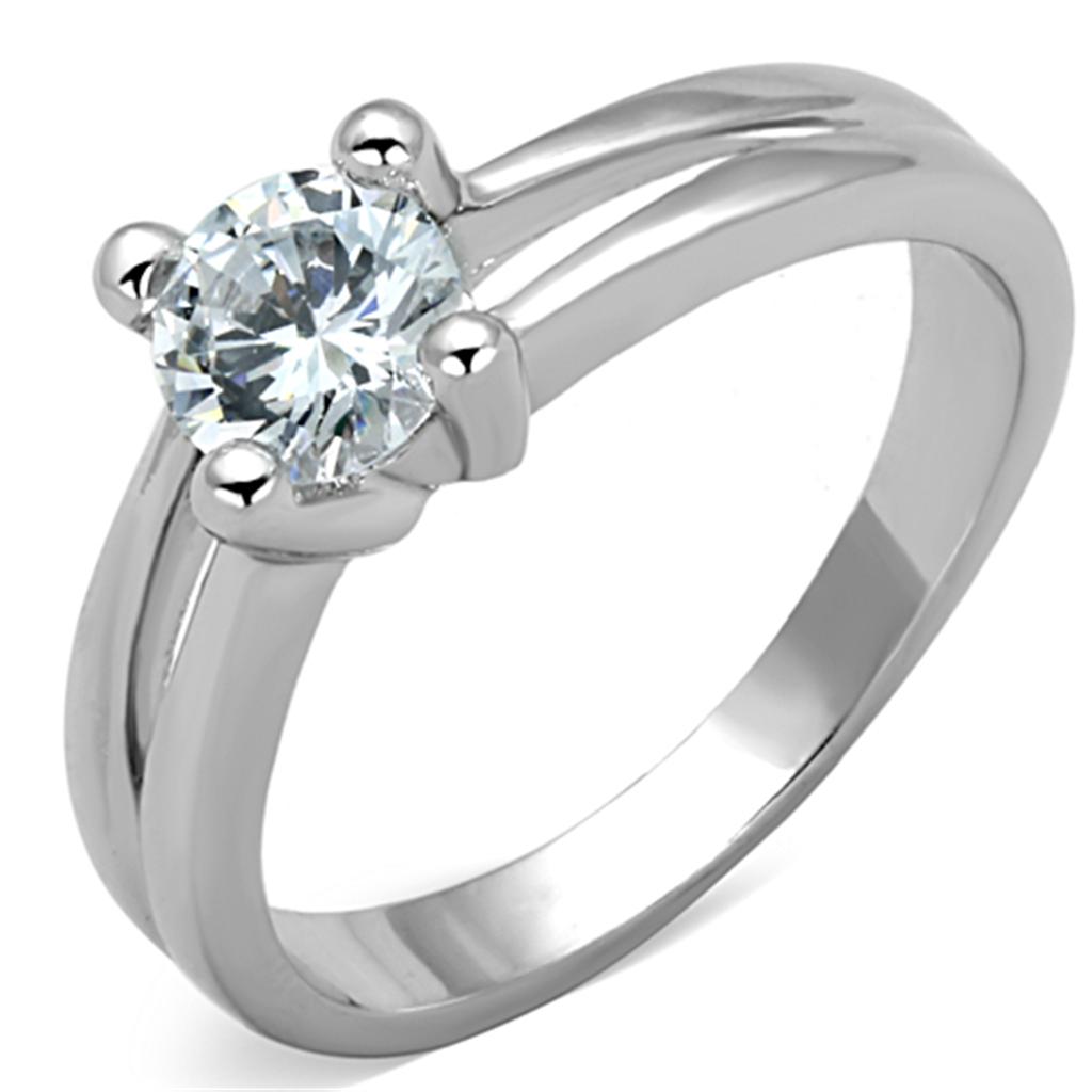 Rhodium Brass Ring with AAA Grade CZ  in Clear