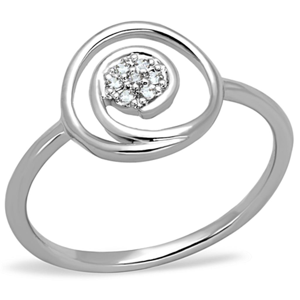 Rhodium Brass Ring with AAA Grade CZ  in Clear