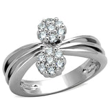 Rhodium Brass Ring with AAA Grade CZ  in Clear