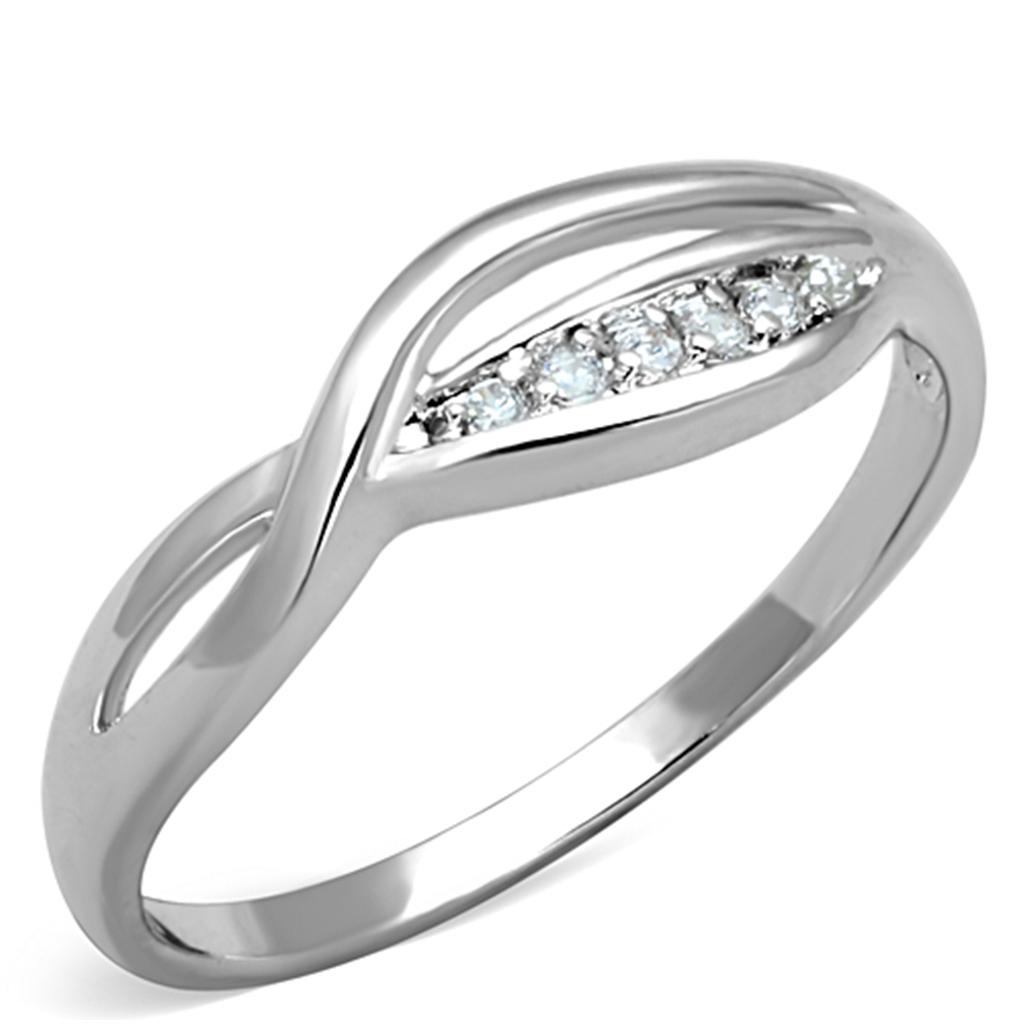 Rhodium Brass Ring with AAA Grade CZ  in Clear