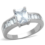 Rhodium Brass Ring with AAA Grade CZ  in Clear