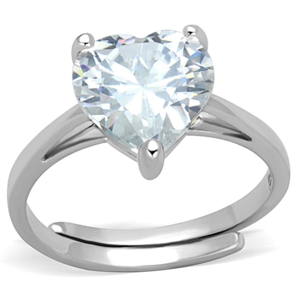 Rhodium Brass Ring with AAA Grade CZ  in Clear