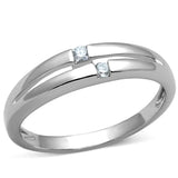 Rhodium Brass Ring with AAA Grade CZ  in Clear