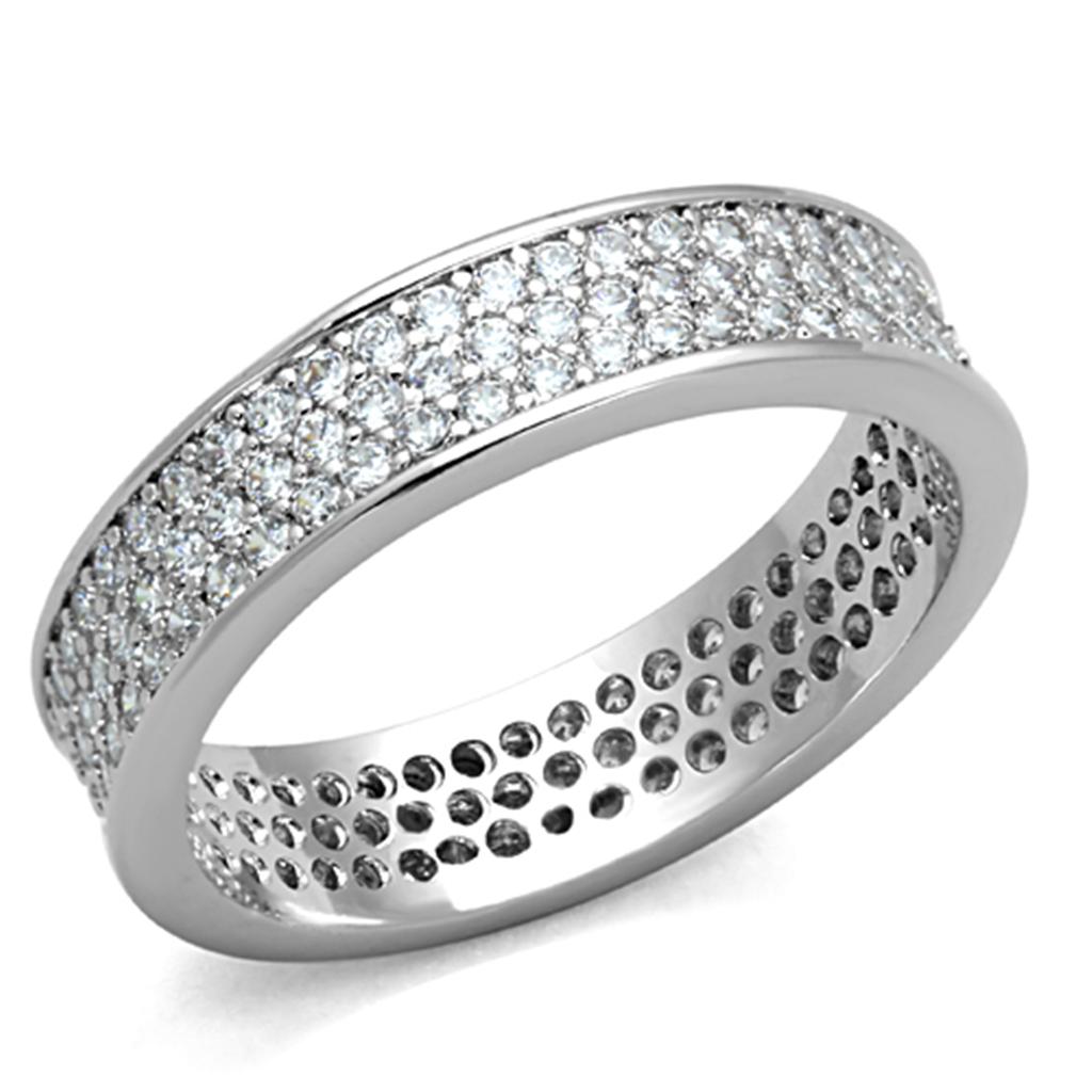 Rhodium Brass Ring with AAA Grade CZ  in Clear