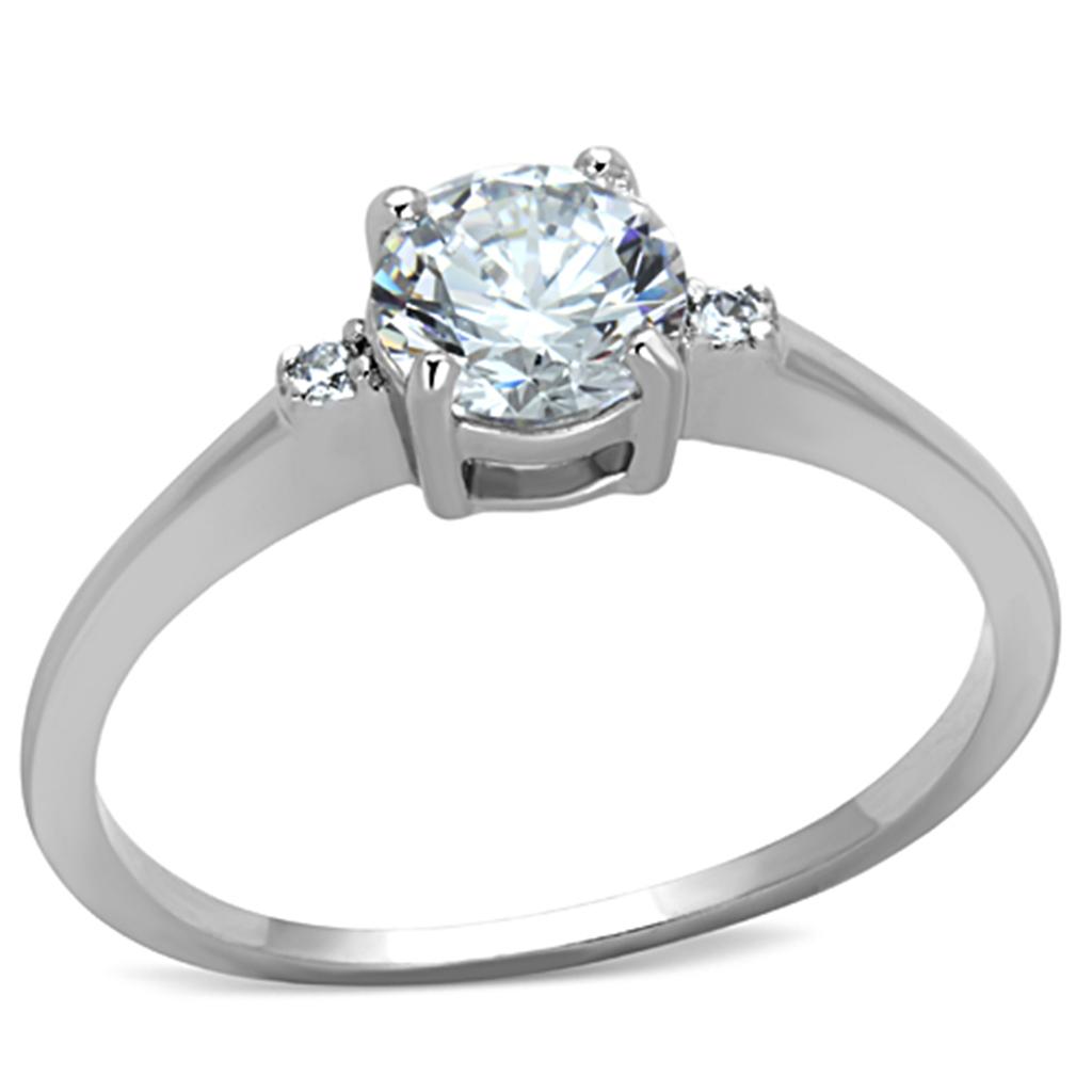 Rhodium Brass Ring with AAA Grade CZ  in Clear