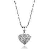 Rhodium Brass Chain Pendant with AAA Grade CZ  in Clear
