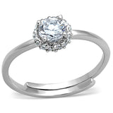 Rhodium Brass Ring with AAA Grade CZ  in Clear