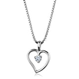 Rhodium Brass Chain Pendant with AAA Grade CZ  in Clear