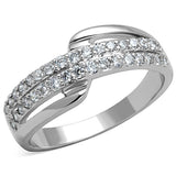 Rhodium Brass Ring with AAA Grade CZ  in Clear