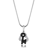 Rhodium + Ruthenium Brass Chain Pendant with AAA Grade CZ  in Black Diamond