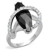 Rhodium Brass Ring with AAA Grade CZ  in Jet