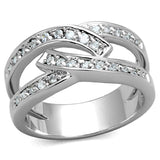 Rhodium Brass Ring with AAA Grade CZ  in Clear