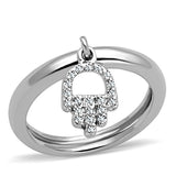 Rhodium Brass Ring with AAA Grade CZ  in Clear