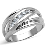 Rhodium Brass Ring with AAA Grade CZ  in Clear