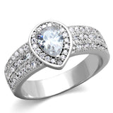 Rhodium Brass Ring with AAA Grade CZ  in Clear