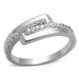 Rhodium Brass Ring with AAA Grade CZ  in Clear