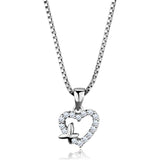 Rhodium Brass Chain Pendant with AAA Grade CZ  in Clear