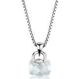 Rhodium Brass Chain Pendant with AAA Grade CZ  in Clear