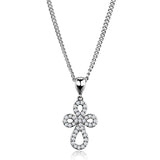Rhodium Brass Chain Pendant with AAA Grade CZ  in Clear