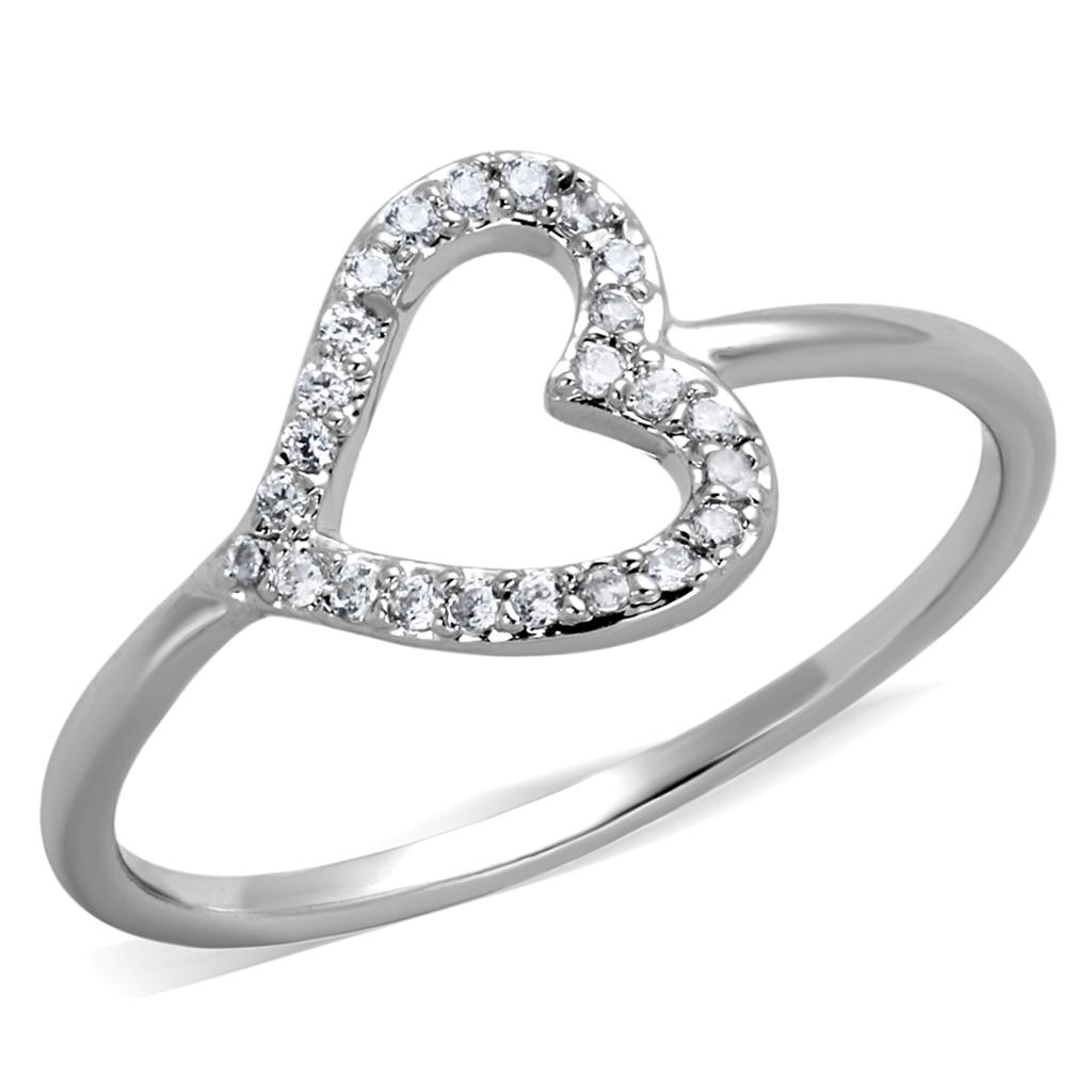 Rhodium Brass Ring with AAA Grade CZ  in Clear