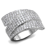 Rhodium Brass Ring with AAA Grade CZ  in Clear