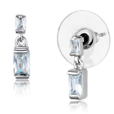 Rhodium Brass Earrings with AAA Grade CZ  in Clear