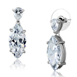 Rhodium Brass Earrings with AAA Grade CZ  in Clear