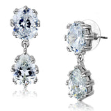 Rhodium Brass Earrings with AAA Grade CZ  in Clear