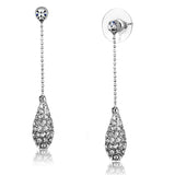 Rhodium Brass Earrings with Top Grade Crystal  in Clear