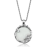 Rhodium Brass Magnifier pendant with Top Grade Crystal  in Clear