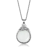 Rhodium Brass Magnifier pendant with Top Grade Crystal  in Clear