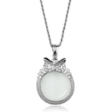 Rhodium Brass Magnifier pendant with Top Grade Crystal  in Clear