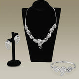 Rhodium Brass Jewelry Sets with AAA Grade CZ  in Clear