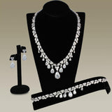 Rhodium Brass Jewelry Sets with AAA Grade CZ  in Clear